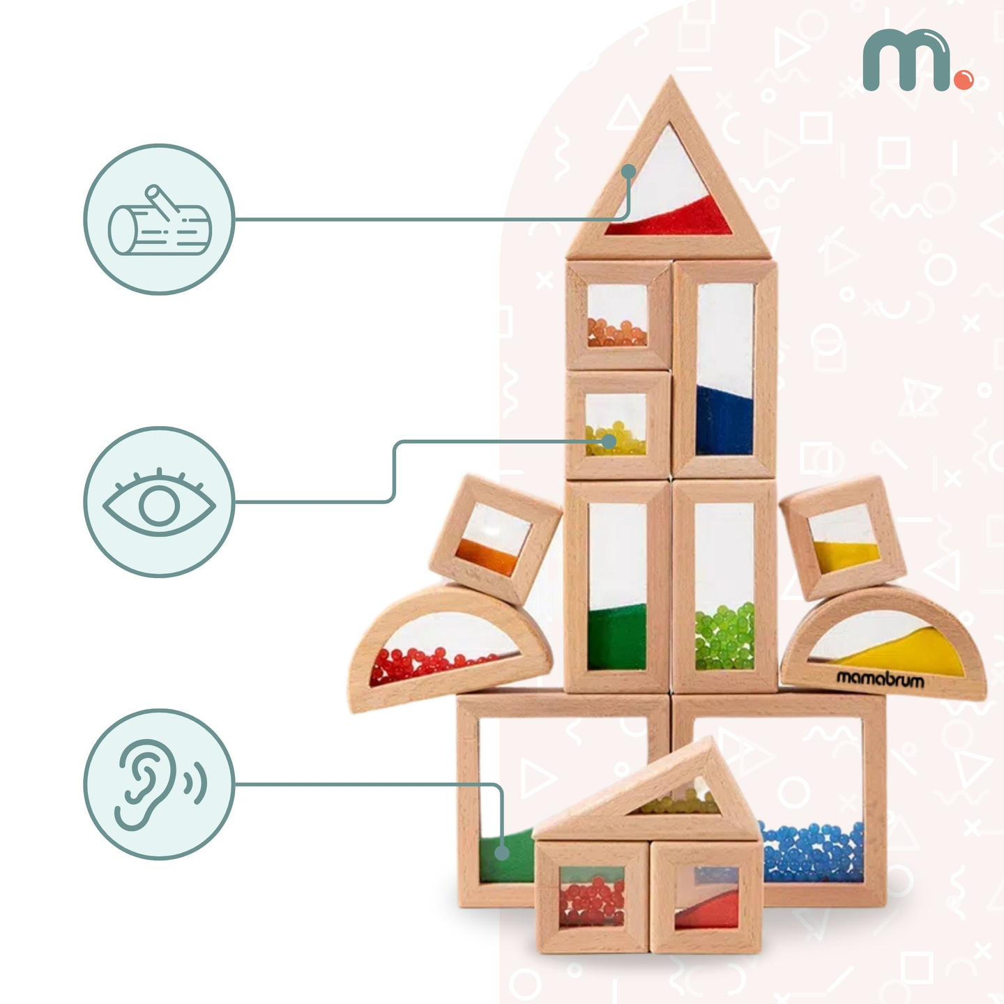 Különböző töltelékkel ellátott érzékelő blokkok készlete - 15 db