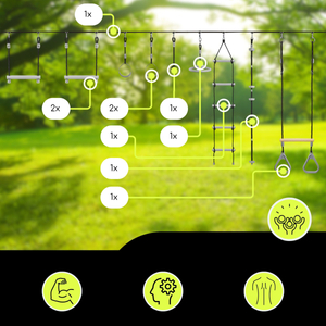 Ninja akadálypálya gyerekeknek - HyperMotion slackline készlet - 9 akadály