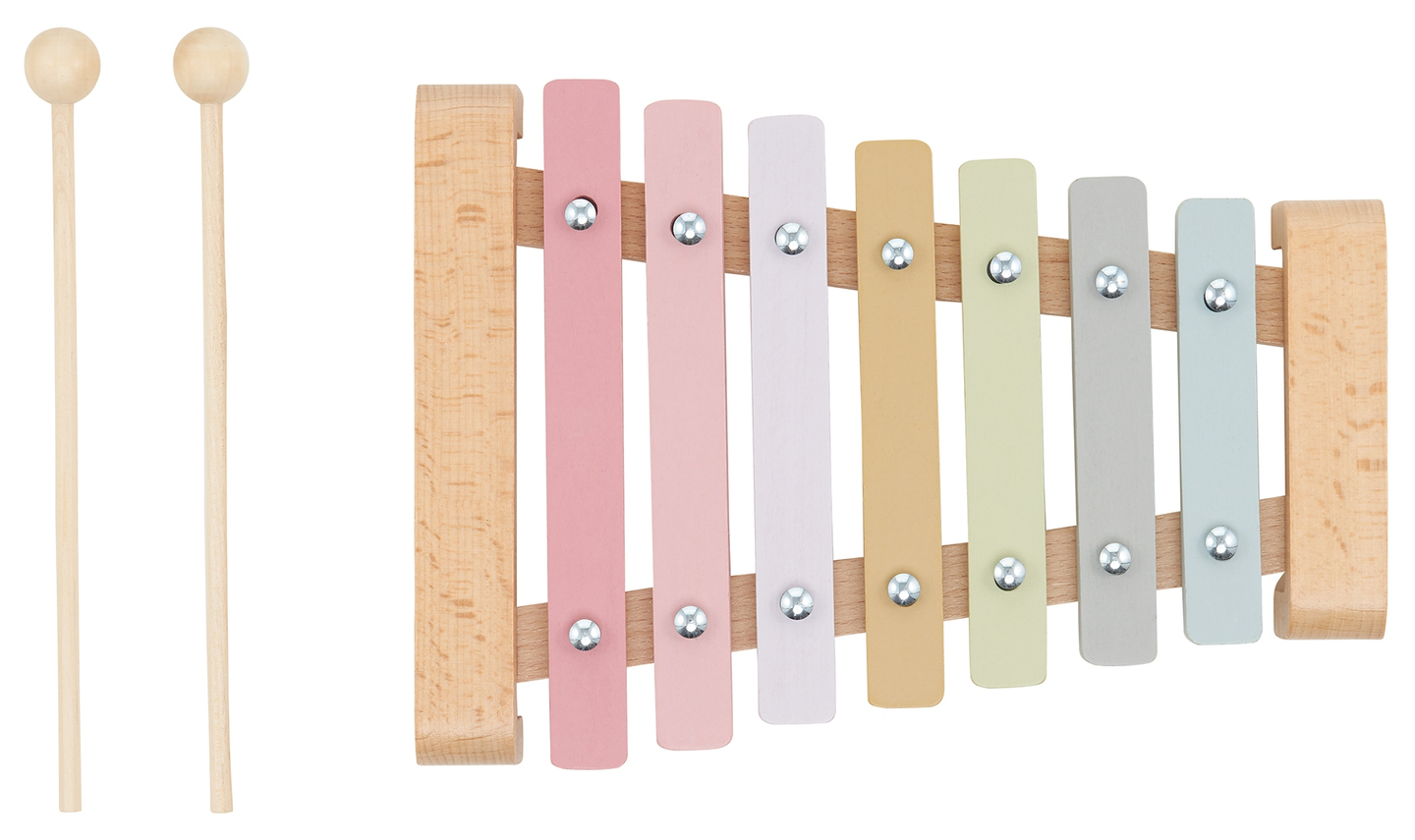 Fa cintányérok - xilofon gyerekeknek, szivárvány színei