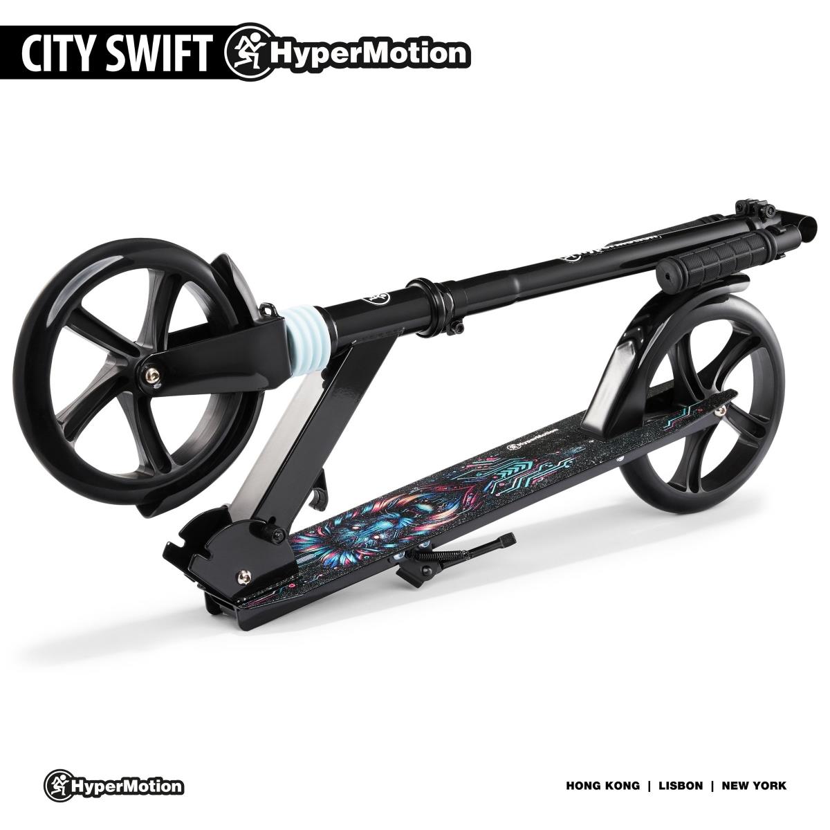 Kétkerekű robogó fiatal felnőtteknek - lengéscsillapítóval - Hypermotion CITY SWIFT Digital Lion - 100kg