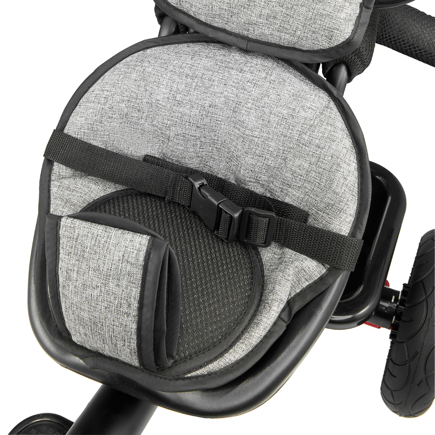 Háromkerekű gyerekeknek 1-4 éves korig - TOBI FREY - szürke színű - forgatható - pumpás kerekek + tolóerő