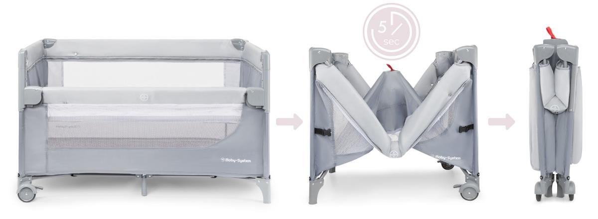 Szorosan 3 az 1-ben hordozható kiságy pelenkázóasztallal, matraccal és hordtáskával