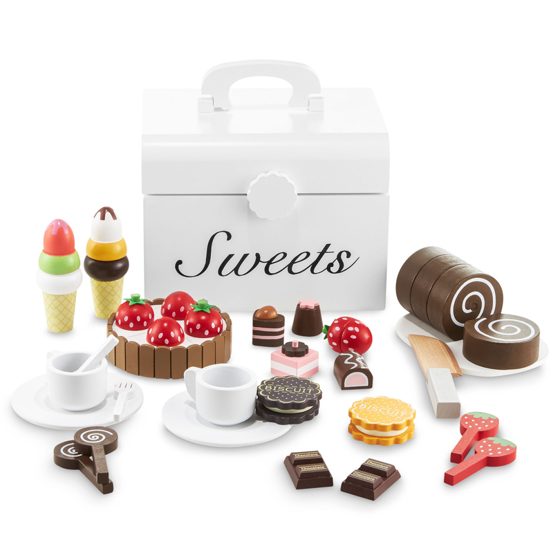 Fából készült cukorkadoboz, édességbolt