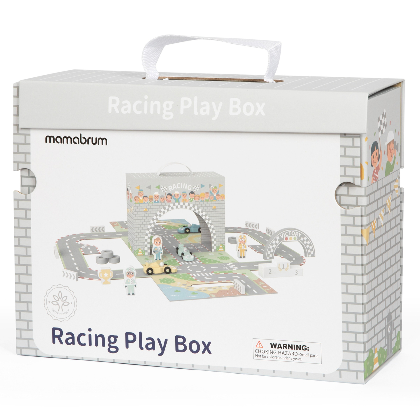 Mágneses bőrönd versenypályával, fából készült járművekkel és úti kiegészítőkkel