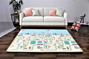 Kétoldalas habszőnyeg XXL - tekercs 2 CM (utak és erdő macival)