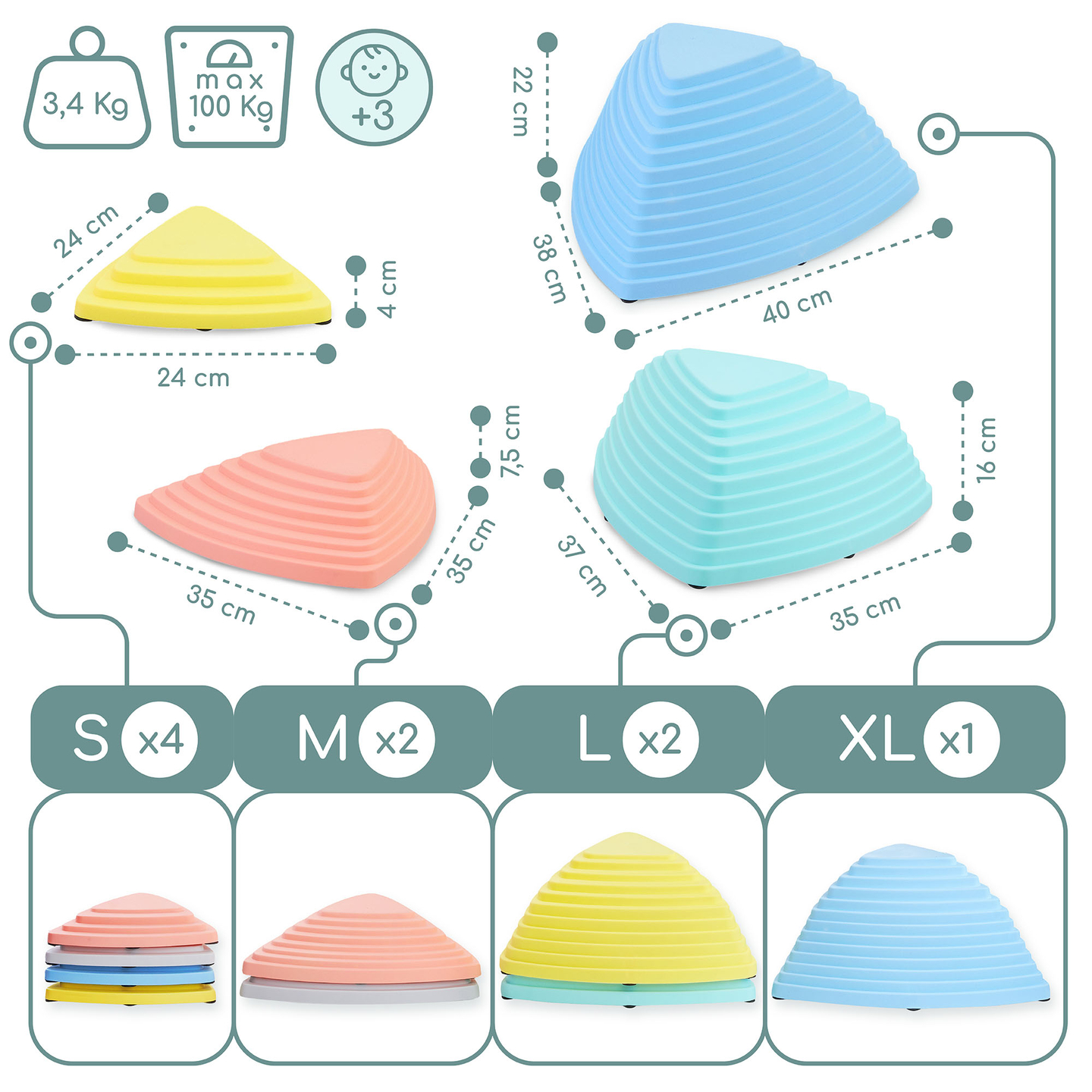 Színes egyensúlyozó kövek - 9 db