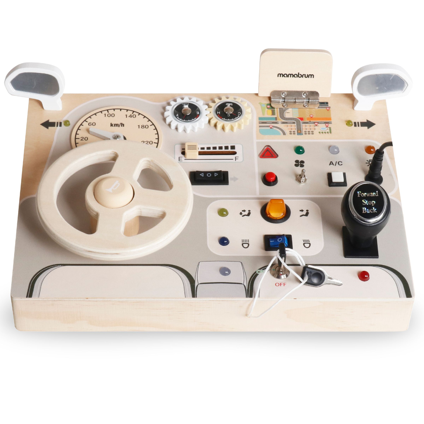 Montessori fa játéktábla kisgyermekeknek - autó műszerfal