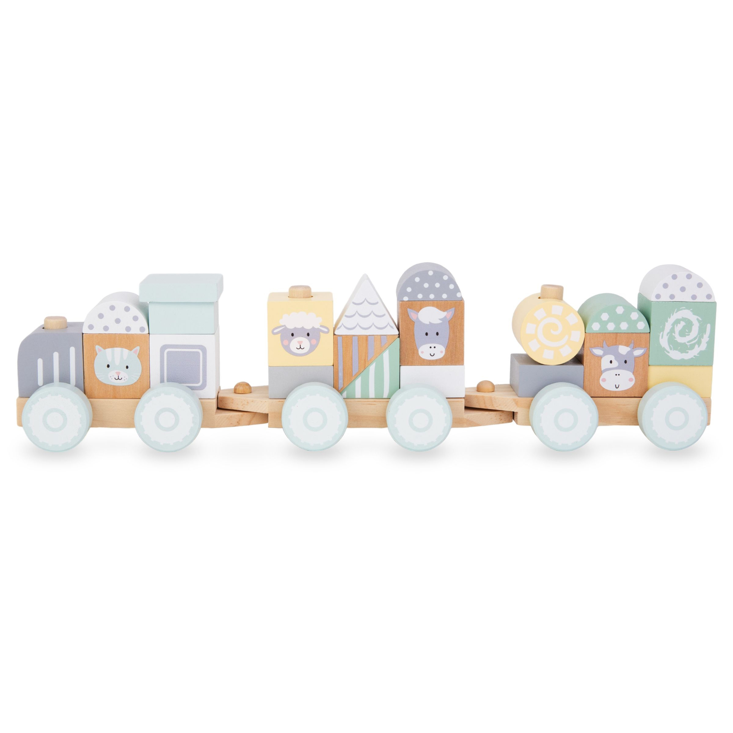 Fából készült vonat blokkokkal egy fiúnak - Farm