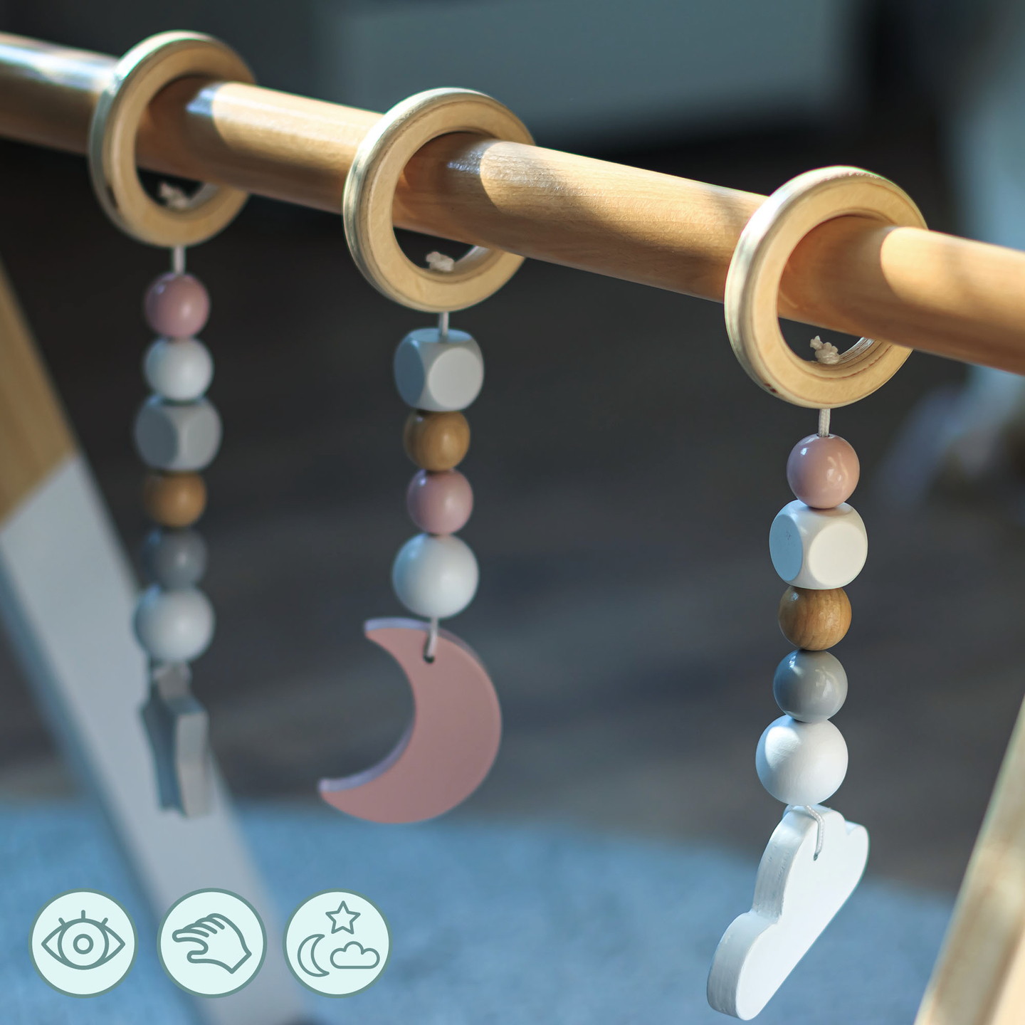 Baby Gym fa oktató állvány - fehér színben