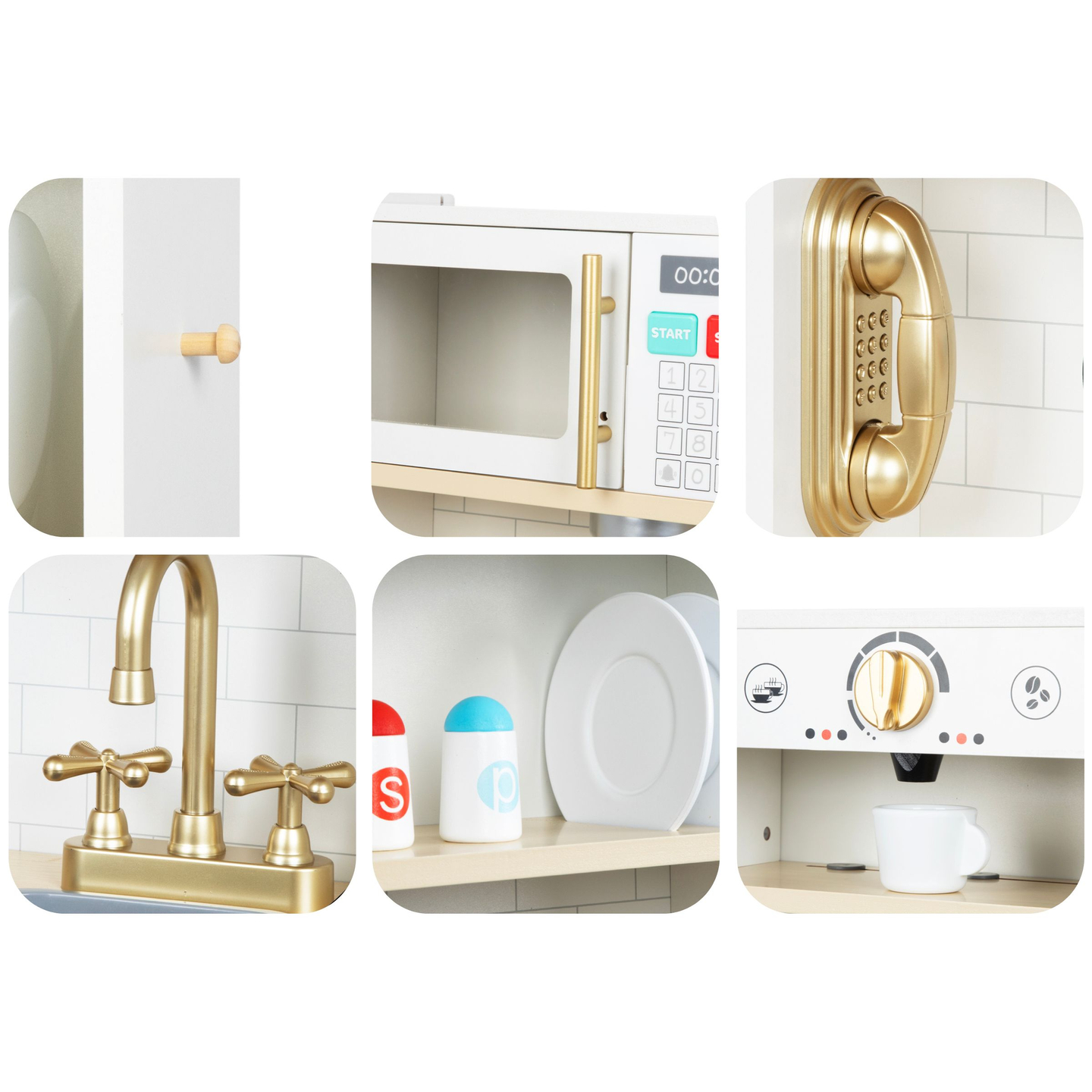 Interaktív XXL fa konyha kiegészítőkkel és LED világítással - kétszintes