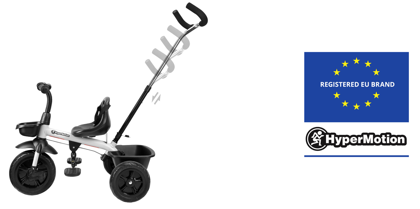 HyperMotion TOBI VECTOR háromkerekű - örökké tartó felfújható kerekek + tolórúd. Szín: világosszürke.