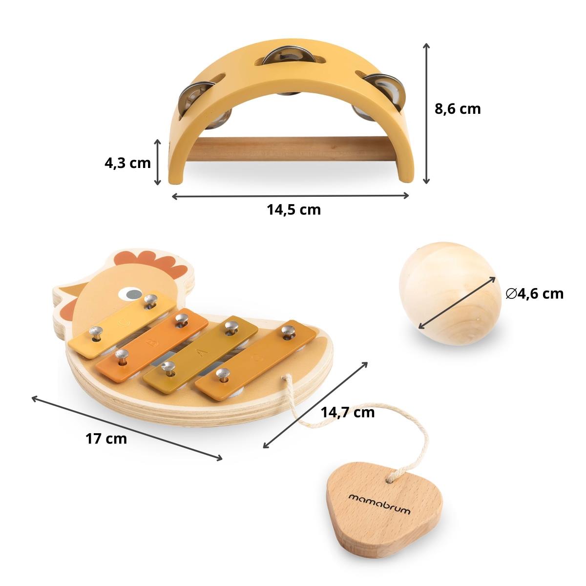 Csirke motívummal ellátott hangszerkészlet