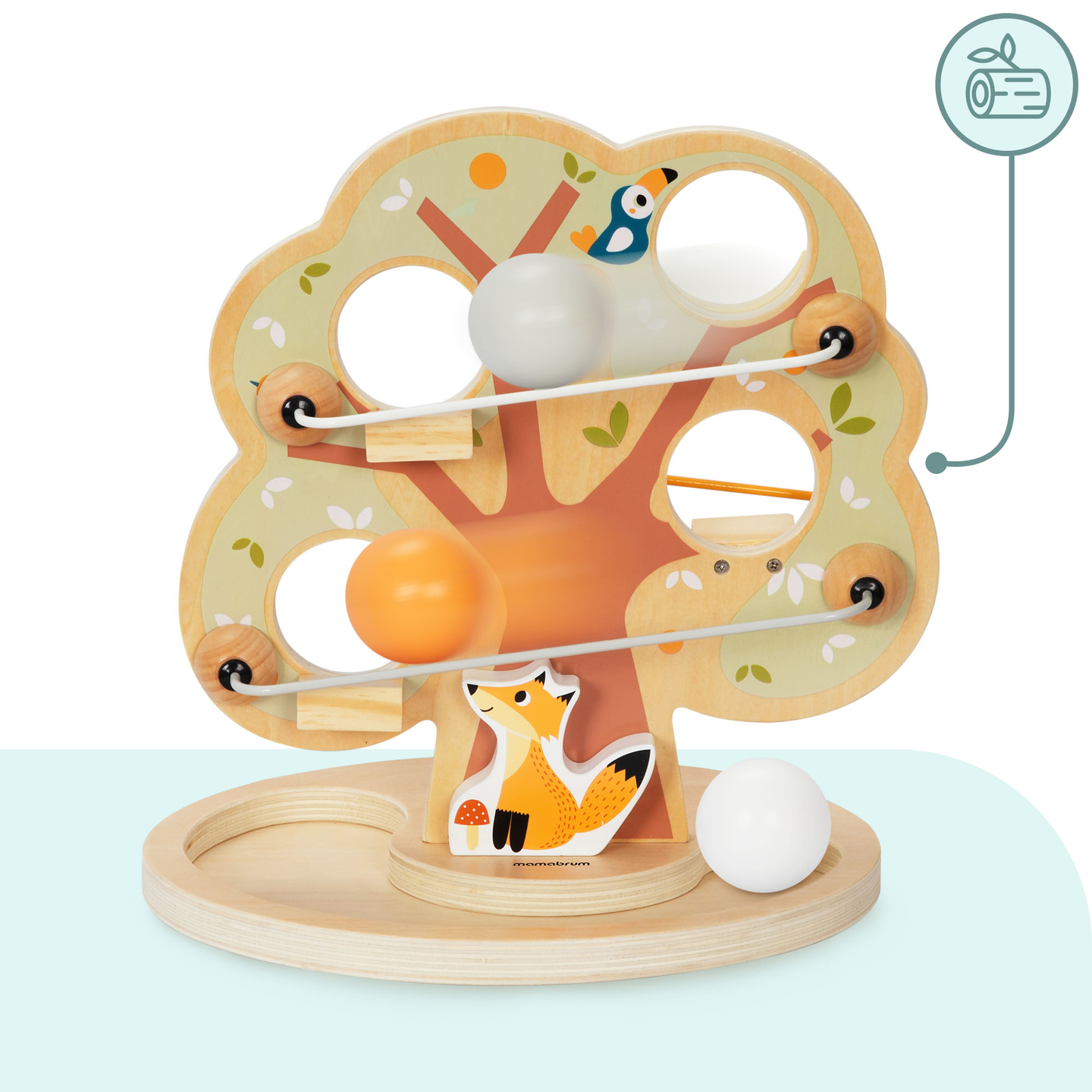 Fából készült golyós csúszdapálya - Zöld fa