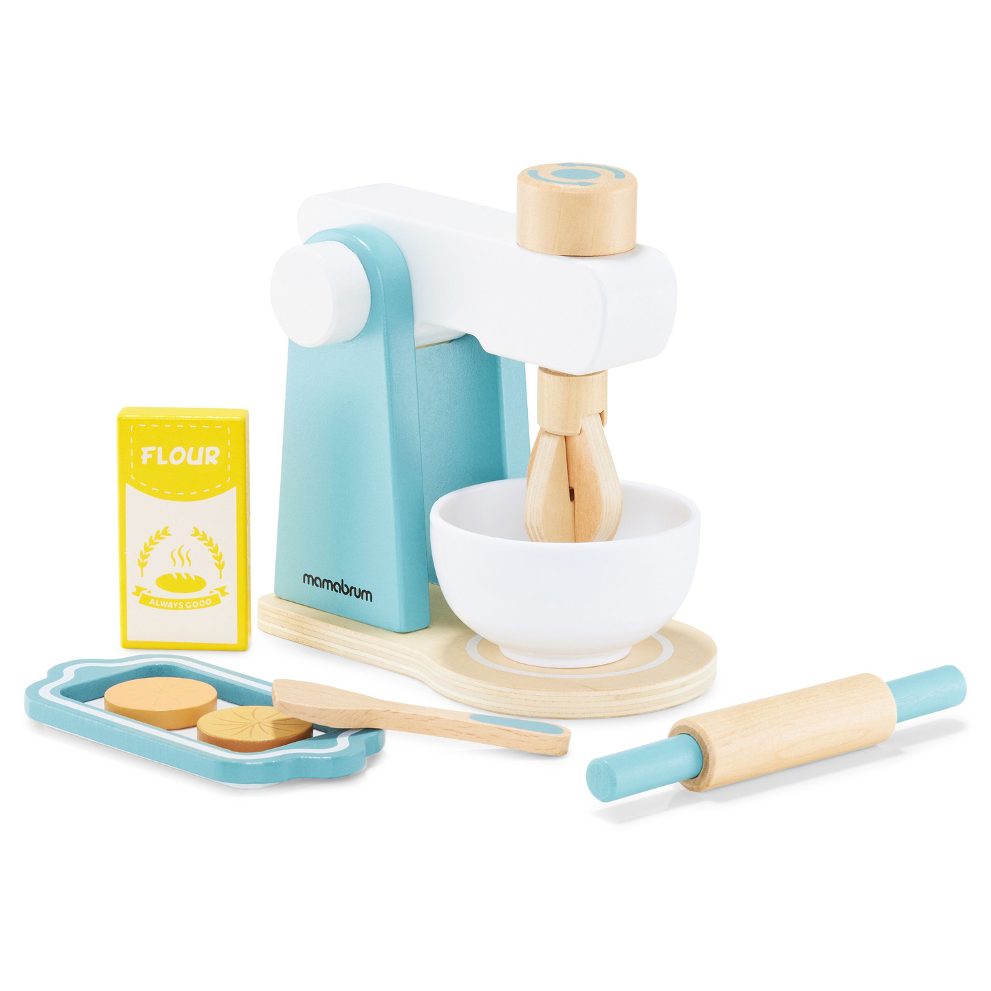 Fából készült keverőgép tartozékokkal