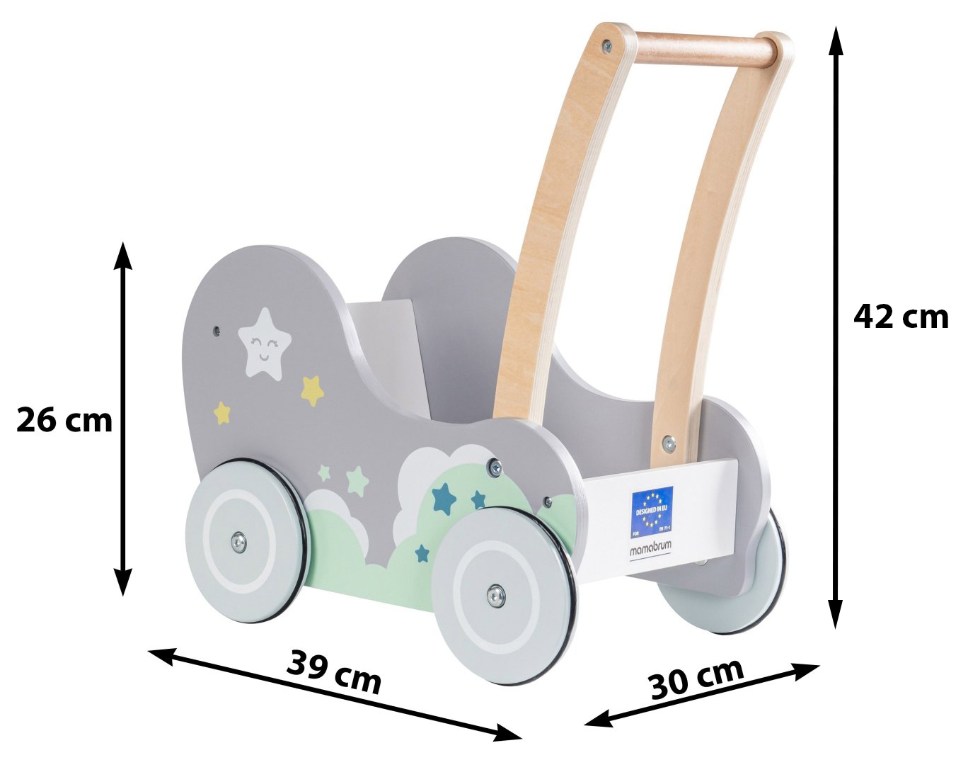 Fából készült babakocsi járókeret