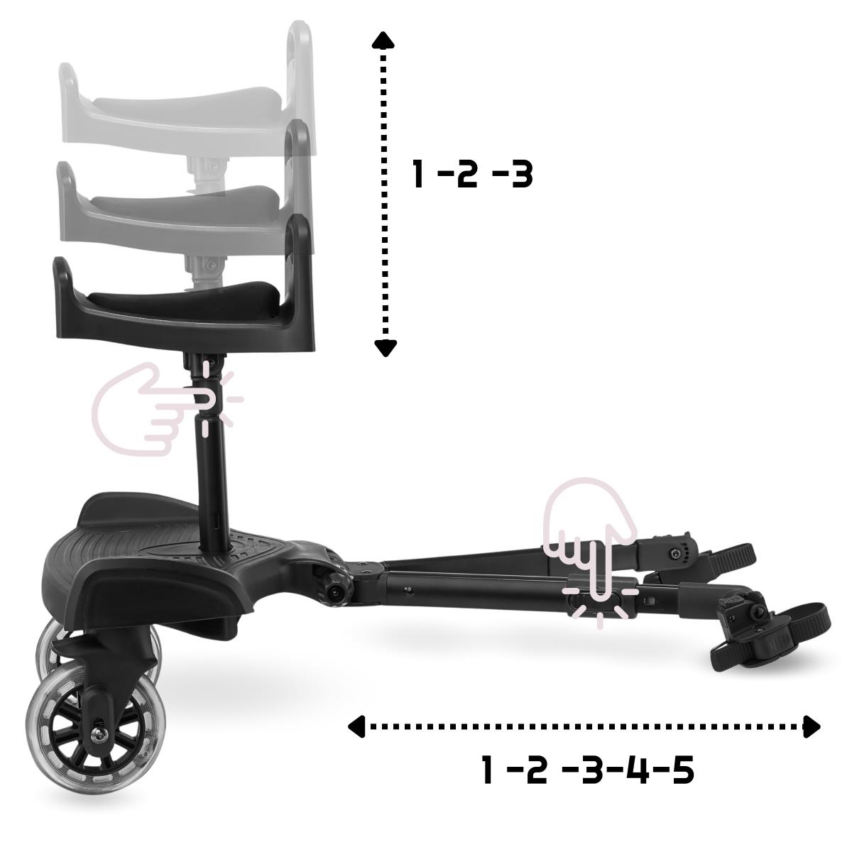 Babakocsi hosszabbító állítható üléssel és univerzális rögzítési rendszerrel - Moby-System BUGGY2GO