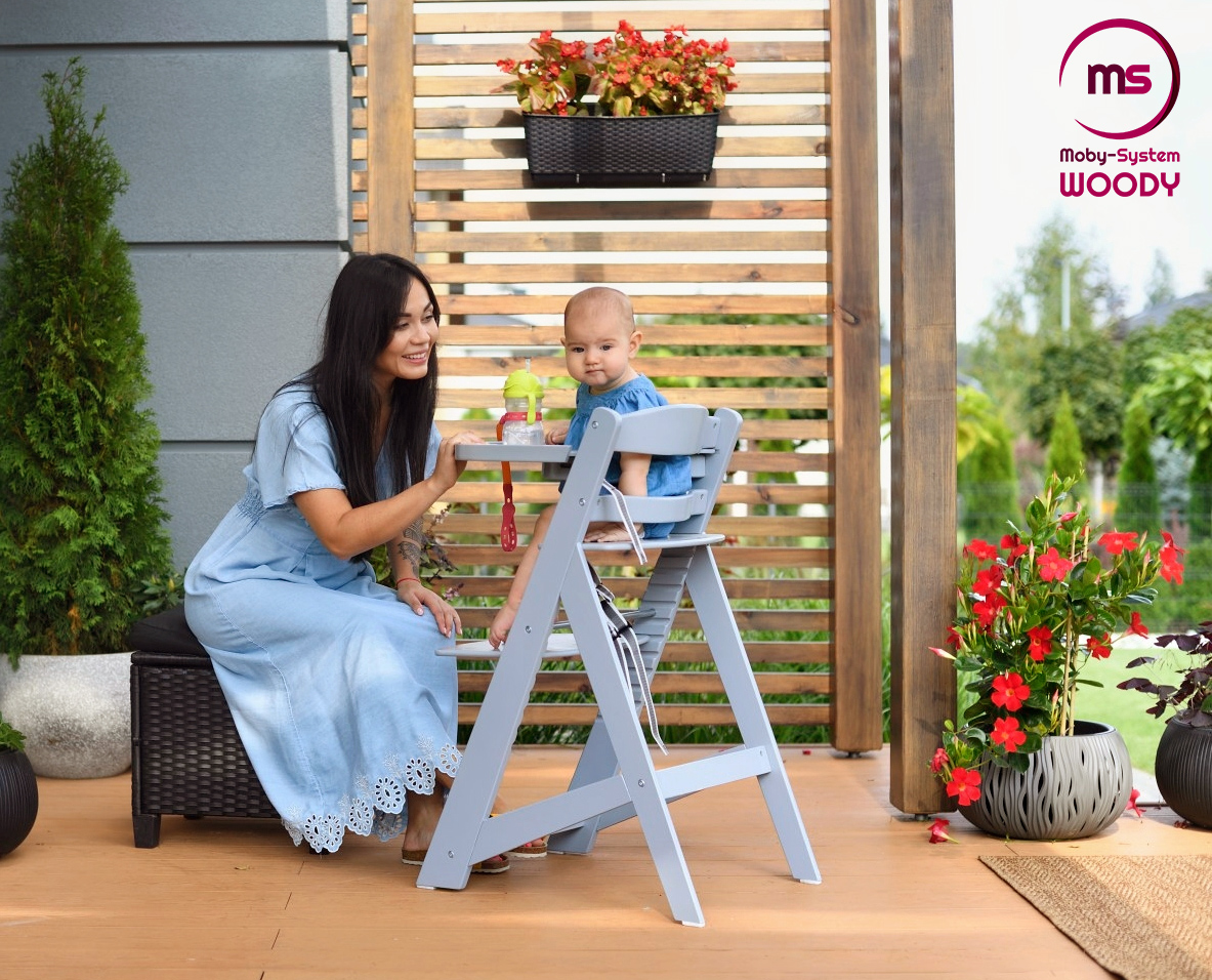 Fa etetőszék Moby-System WOODY - szürke színben