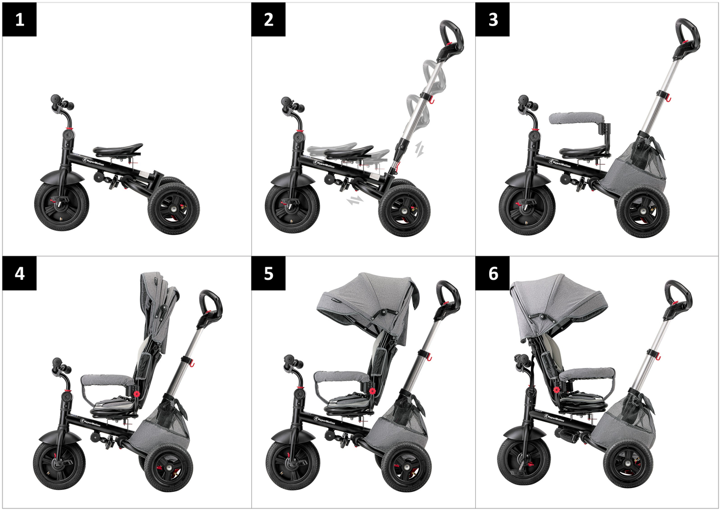 Tricikli Tobi Velar + esővédő fólia - szürke