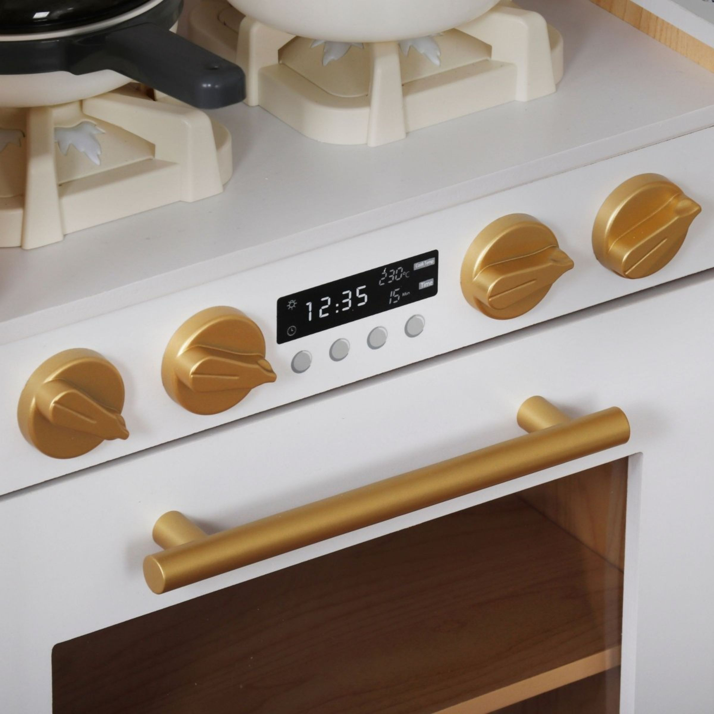 XXXXL nagy, fából készült interaktív konyha LED világítással, mosógép mikrohullámú kávéfőzővel, zöldség- és gyümölcskészlettel - 50 elemmel