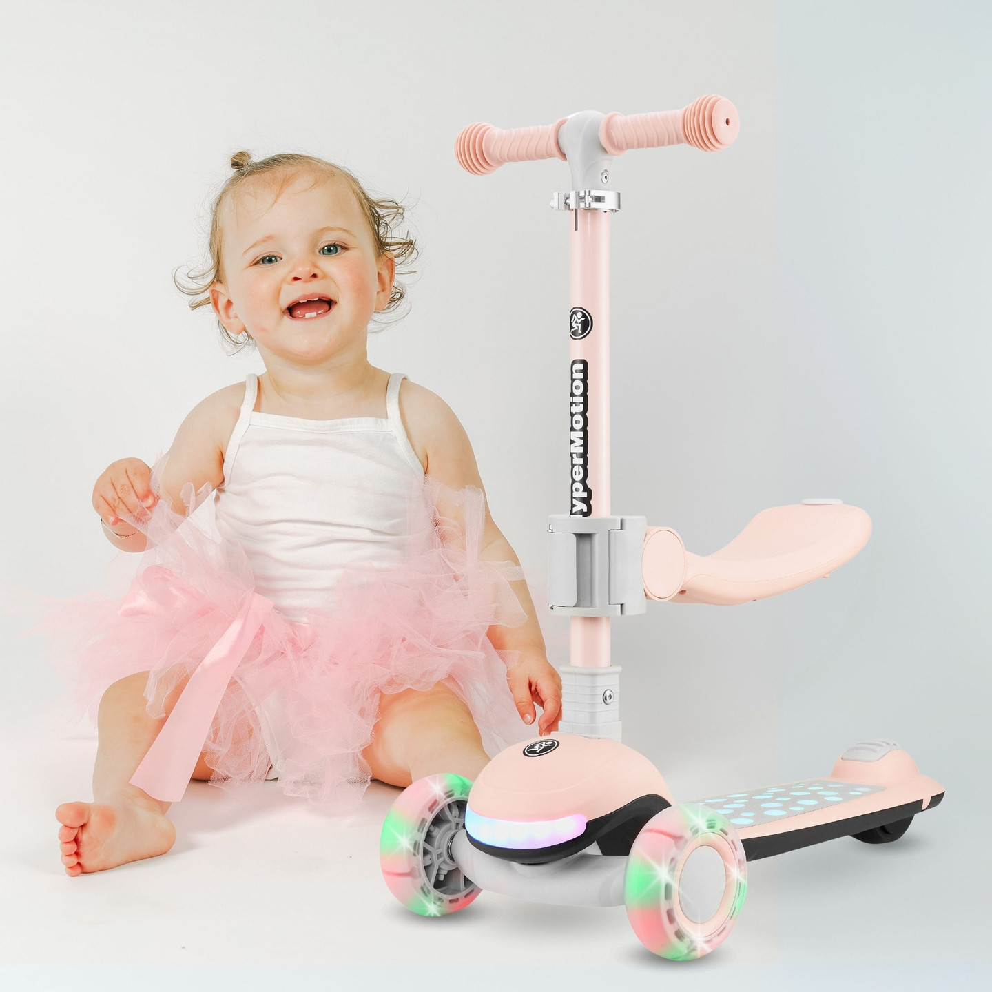 HyperMotion LUMI 3 az 1-ben egyensúlyozó roller - megvilágított platform és LED kerekek, rózsaszín színben