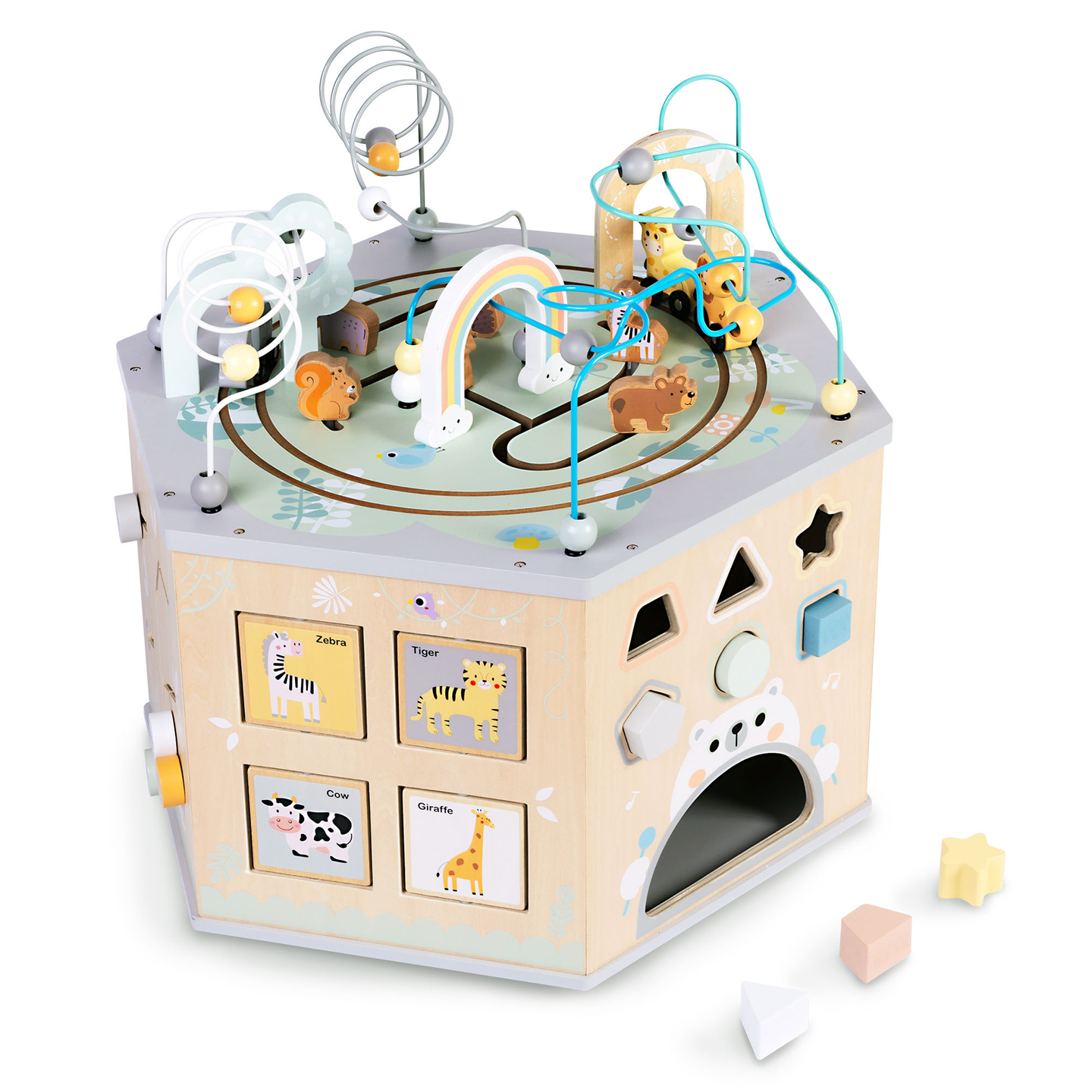 Nagy fa oktatókocka - Montessori játék mágneses vonattal és motoros hurkokkal