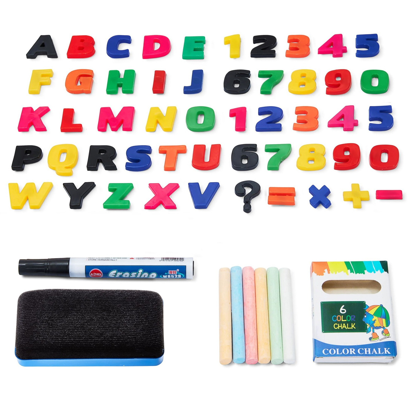 Nagy oktatási kétoldalas tábla: mágneses és krétatábla - száraz radír tábla, fa