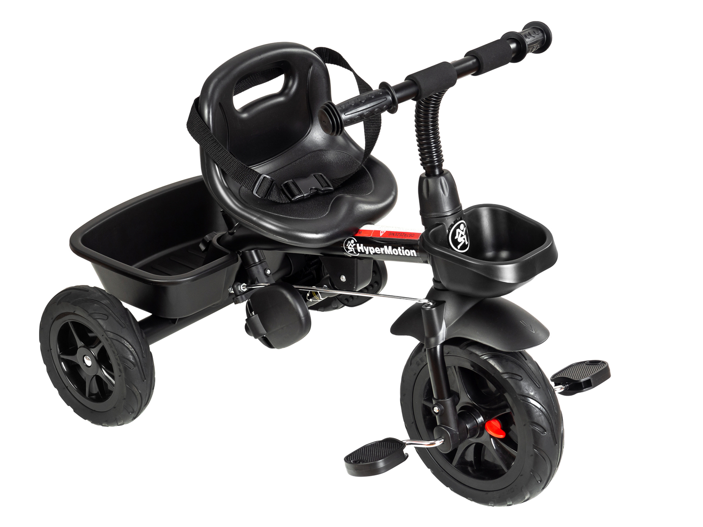 HyperMotion TOBI VECTOR háromkerekű - örökké tartó felfújható kerekek + tolórúd. Szín: fekete.