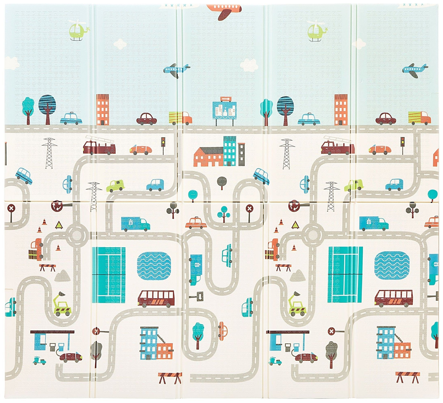 Kétoldalas habszőnyeg XXL - összecsukható 1 CM (hegyek és utak)