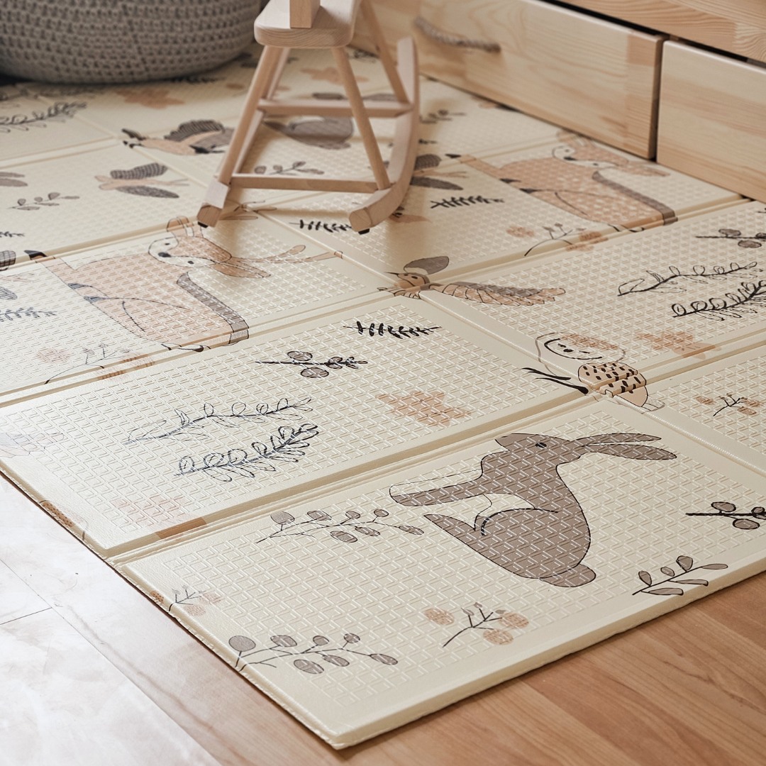 Kétoldalas összecsukható habszivacs szőnyeg 180 x 120 x 1 cm - Magic Forest/Autumn Streets - boho