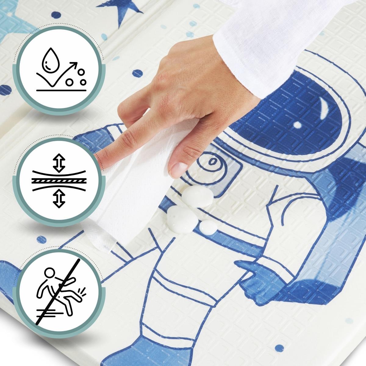 Kétoldalas összecsukható habszivacs alátét 180 x 120 x 1cm - Kozmosz/geometrikus háromszögek