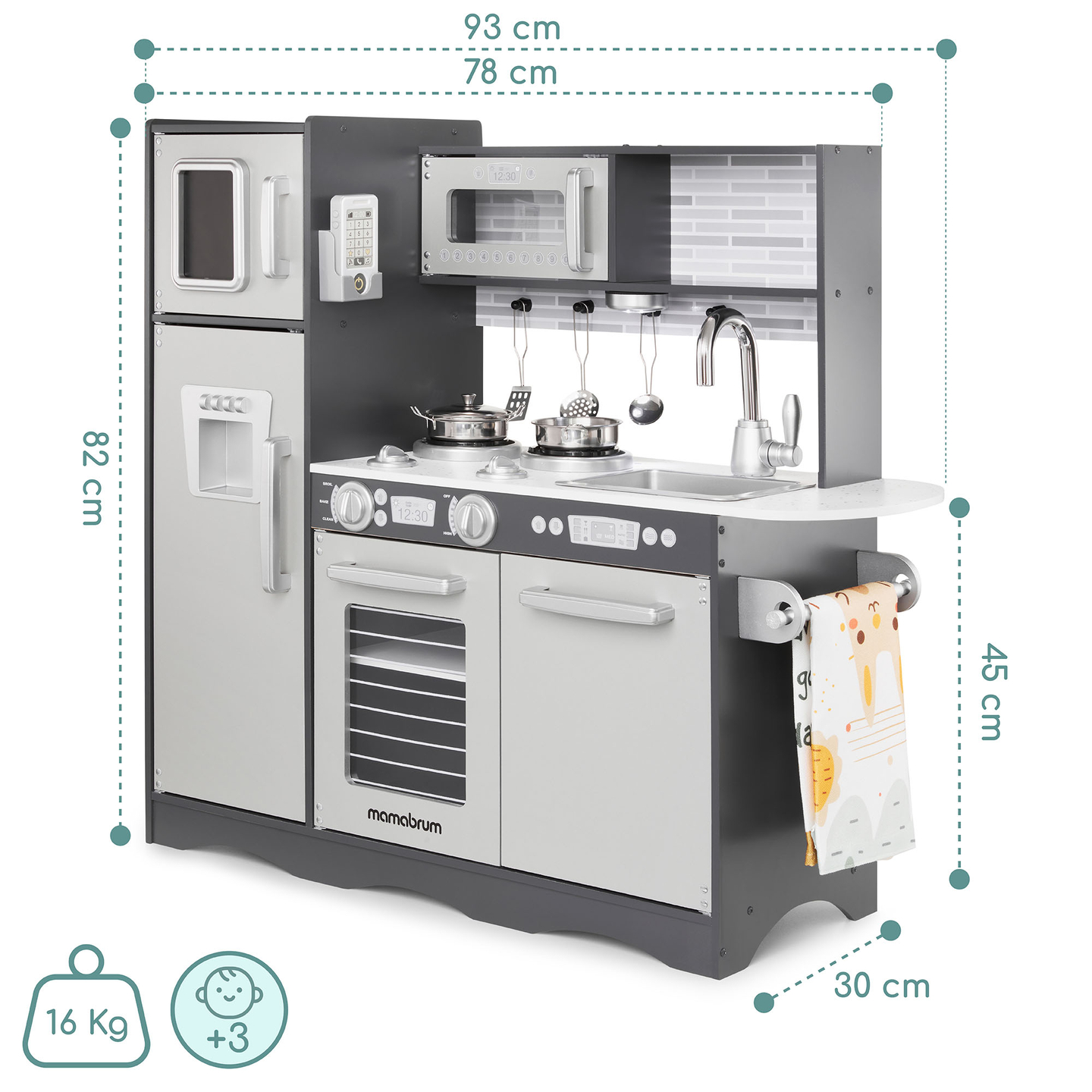 XXL fakonyha LED világítással, köténnyel és kiegészítőkkel