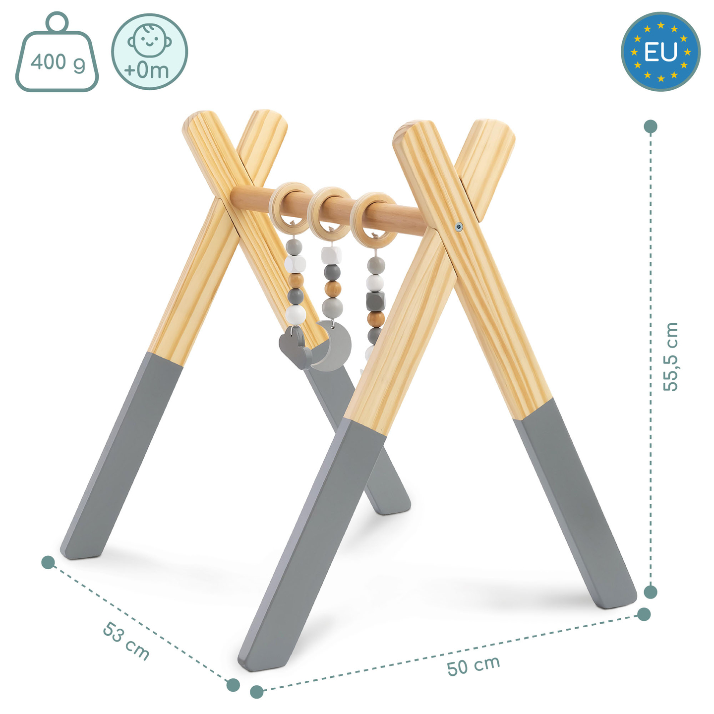 Baby Gym fa oktatóállvány - szürke színben