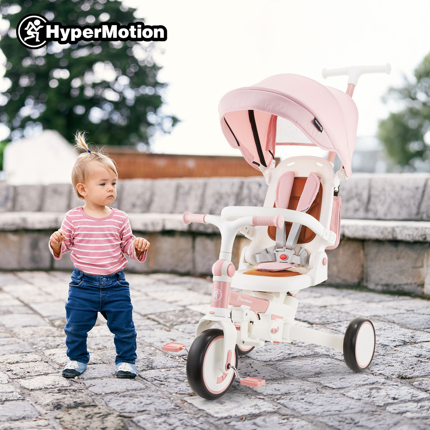 8in1 multifunkciós tricikli TOBI FOREST - rózsaszín