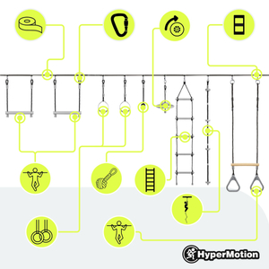 Ninja akadálypálya gyerekeknek - HyperMotion slackline készlet - 9 akadály