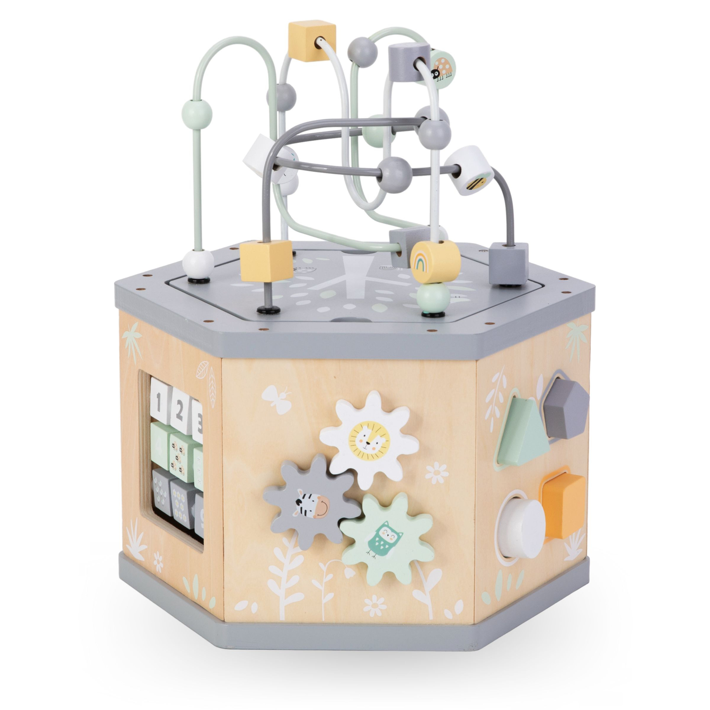 Interaktív 7 az 1-ben fából készült oktató kocka - motoros hurok