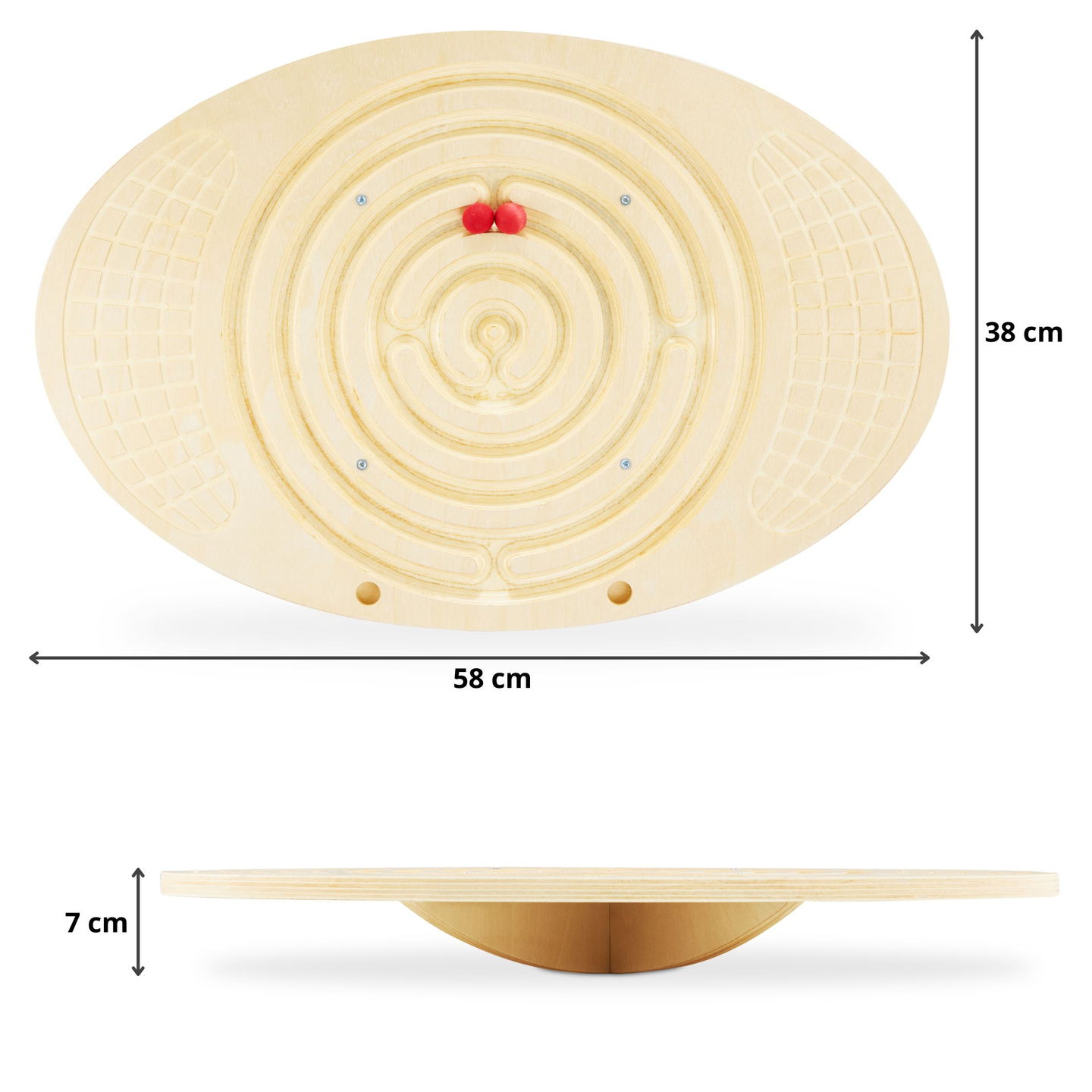 Fából készült egyensúlytábla labirintussal és labdákkal - egyensúlyozó hintaló