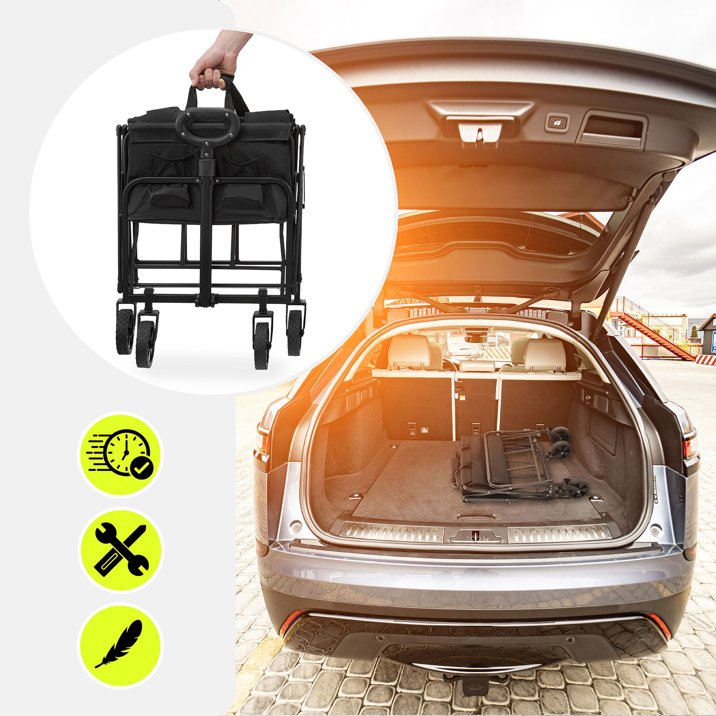 HyperMotion összecsukható strandkerekesszék - fekete, 80 kg