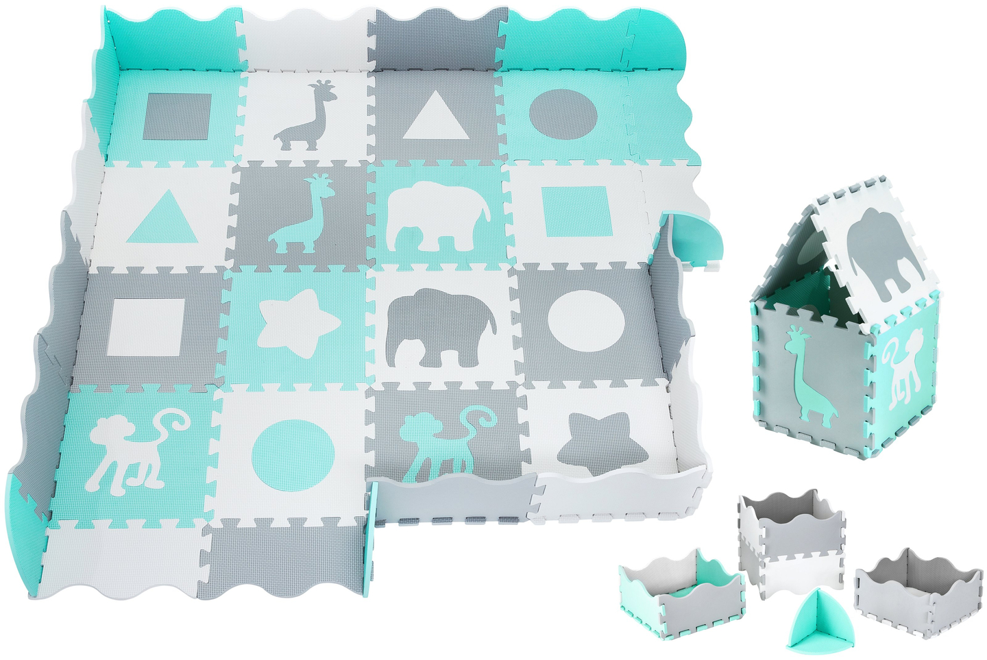 XL habszőnyeg 150 x 150 x 1cm szegéllyel - EVA hab - menta színű