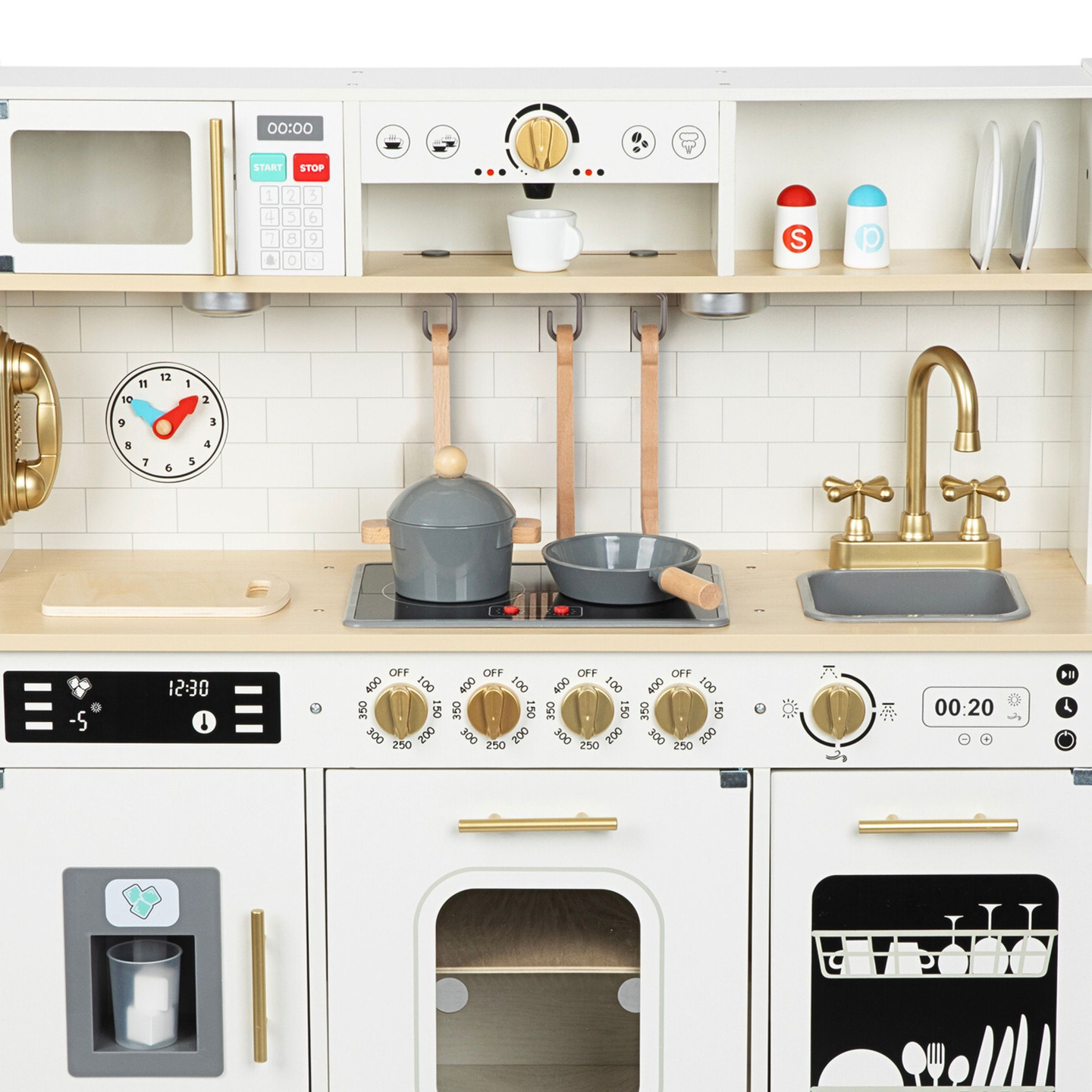 Interaktív XXL fa konyha kiegészítőkkel és LED világítással - kétszintes