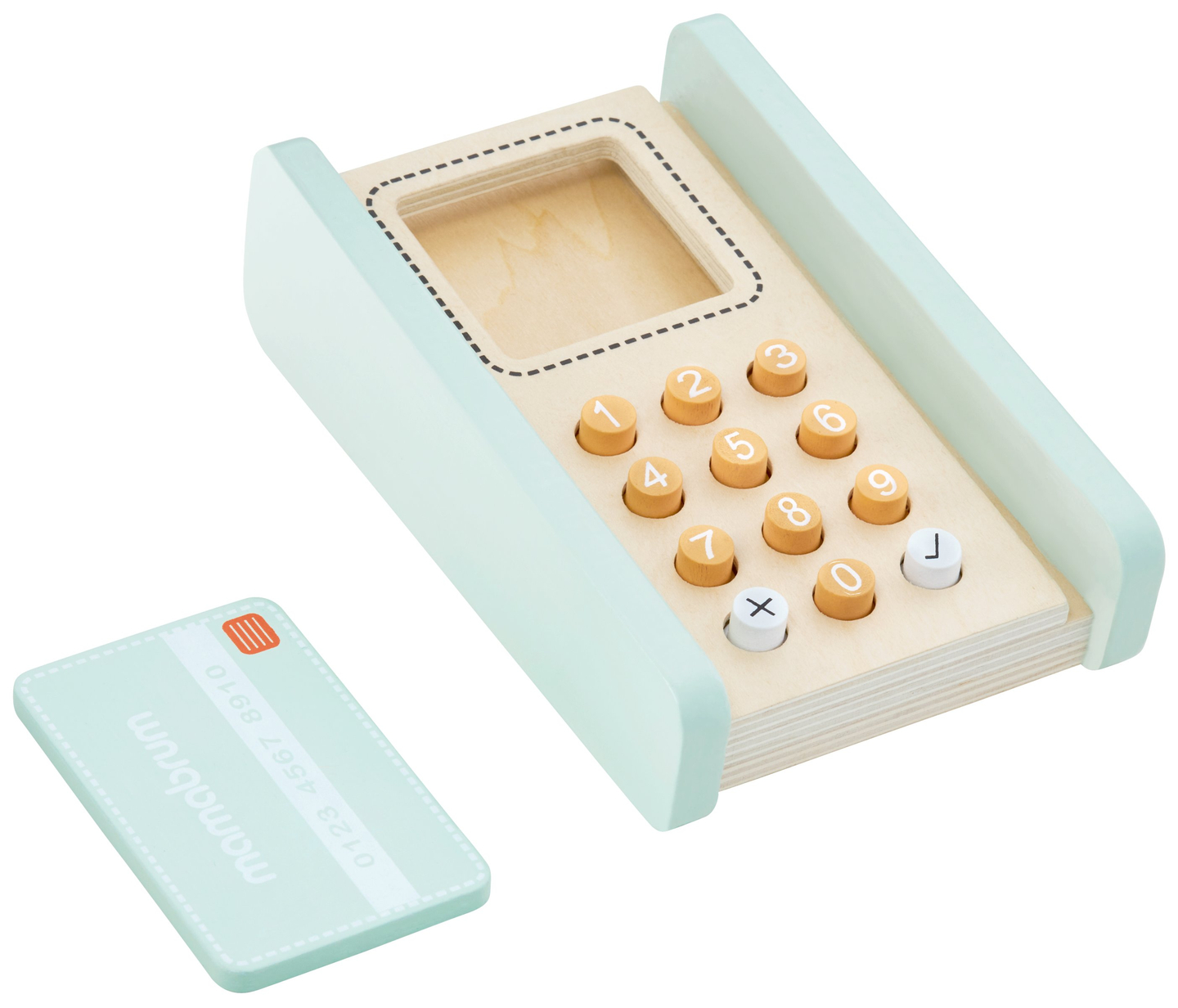 Nagy fa üzlet - bódé és színház 2 az 1-ben, mérleggel, fizetési terminállal, gyümölcsökkel és zöldségekkel