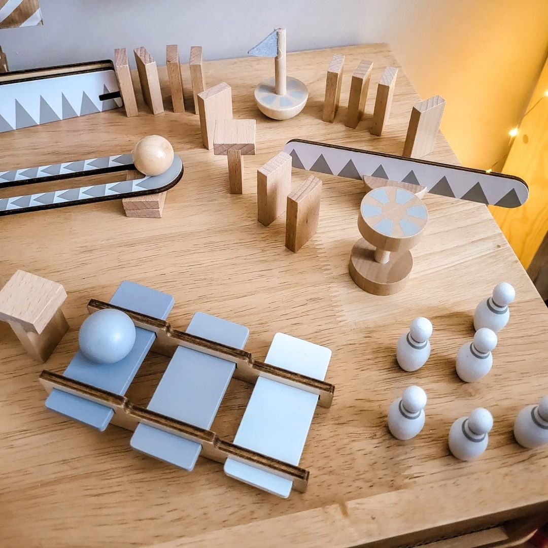 Fából készült dominó blokkok - akadálypálya - 48 elem