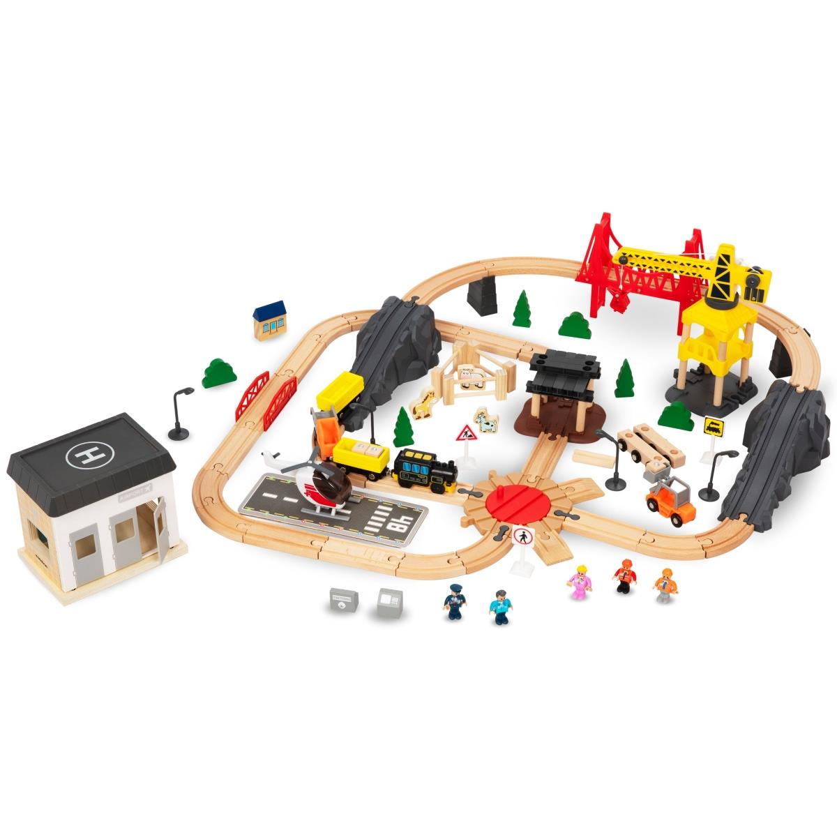 Favasút, akkumulátoros vonat - Város: sínek, autók, híd, repülőtér