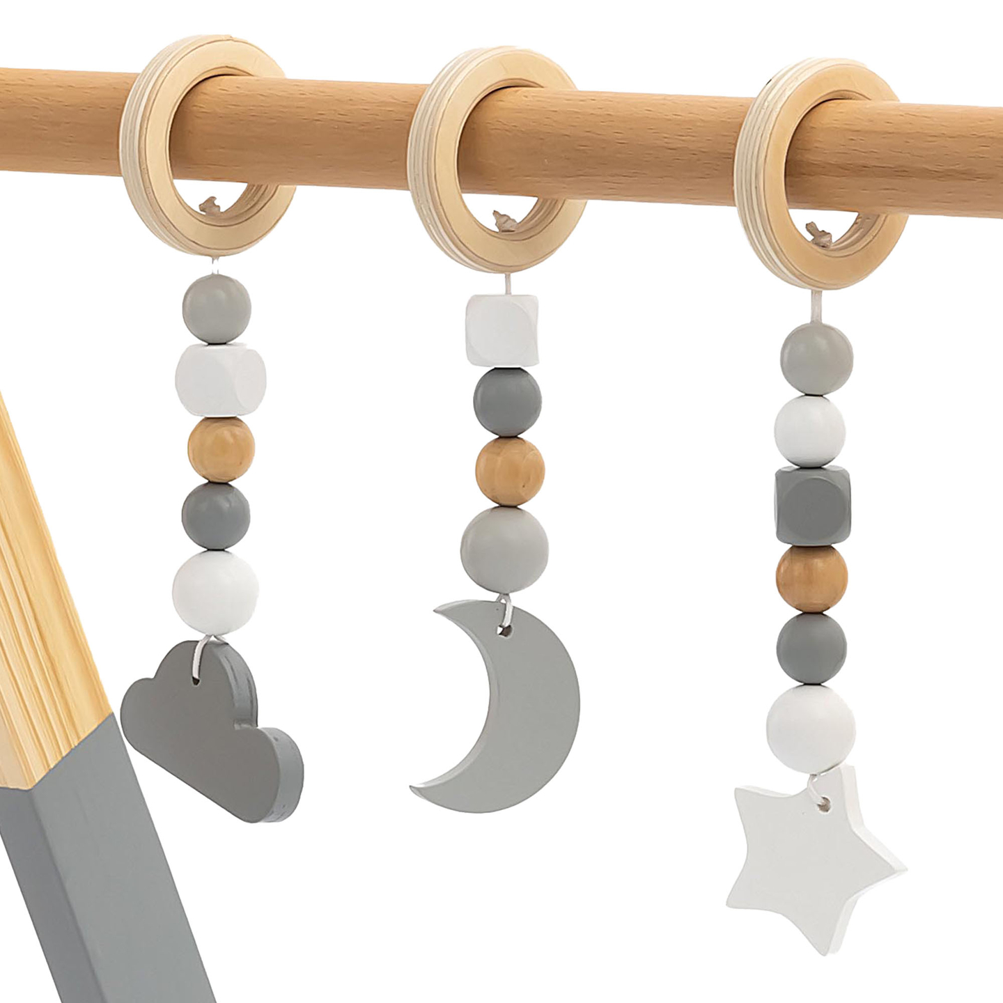 Baby Gym fa oktatóállvány - szürke színben