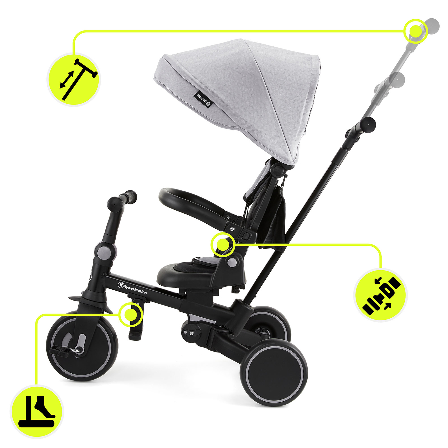 8in1 multifunkciós tricikli TOBI FOREST - szürke