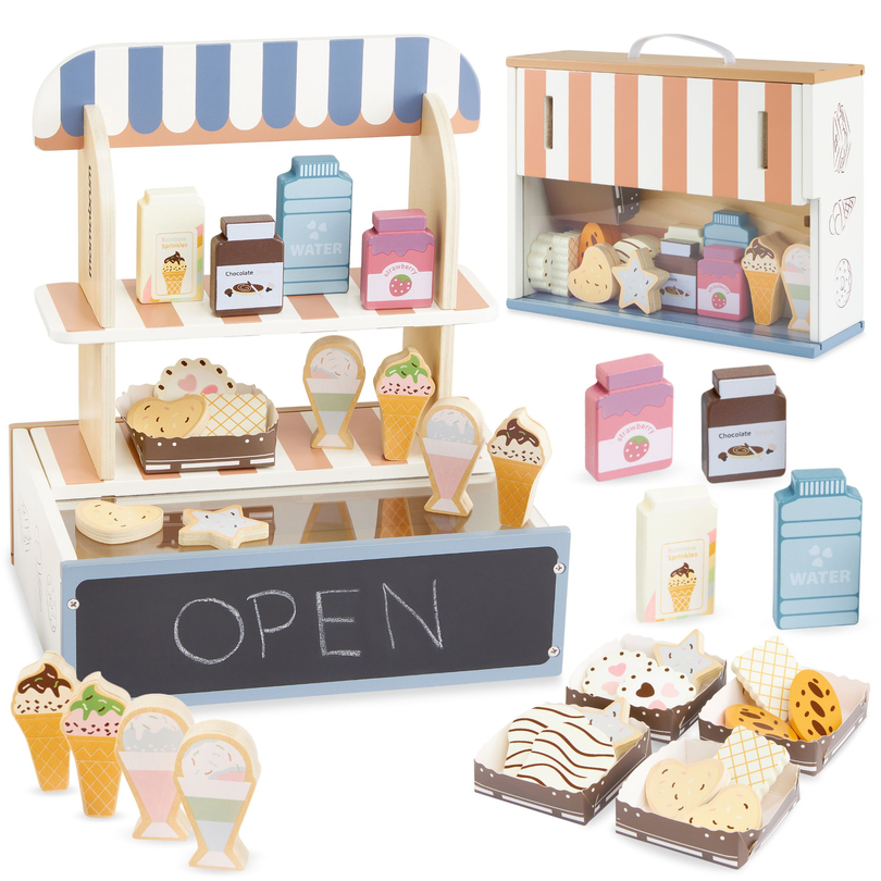 Összecsukható fa üzlet - kávézó, cukrászda kiegészítőkkel