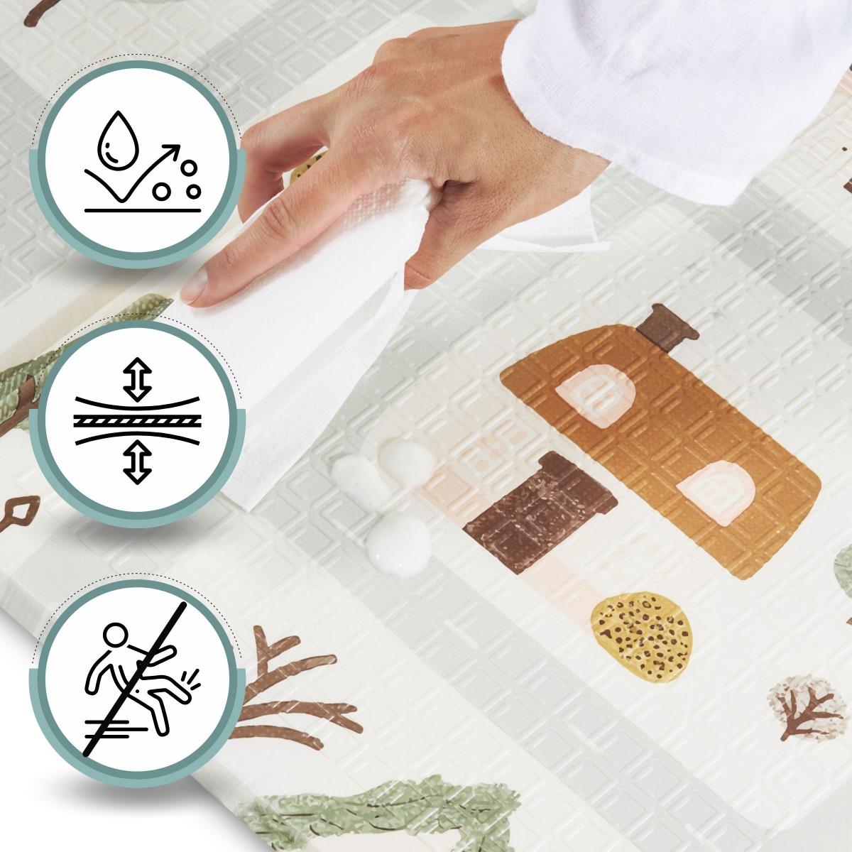 Kétoldalas összecsukható habszivacs szőnyeg 180 x 120 x 1cm - Charming Town/Sand Beige