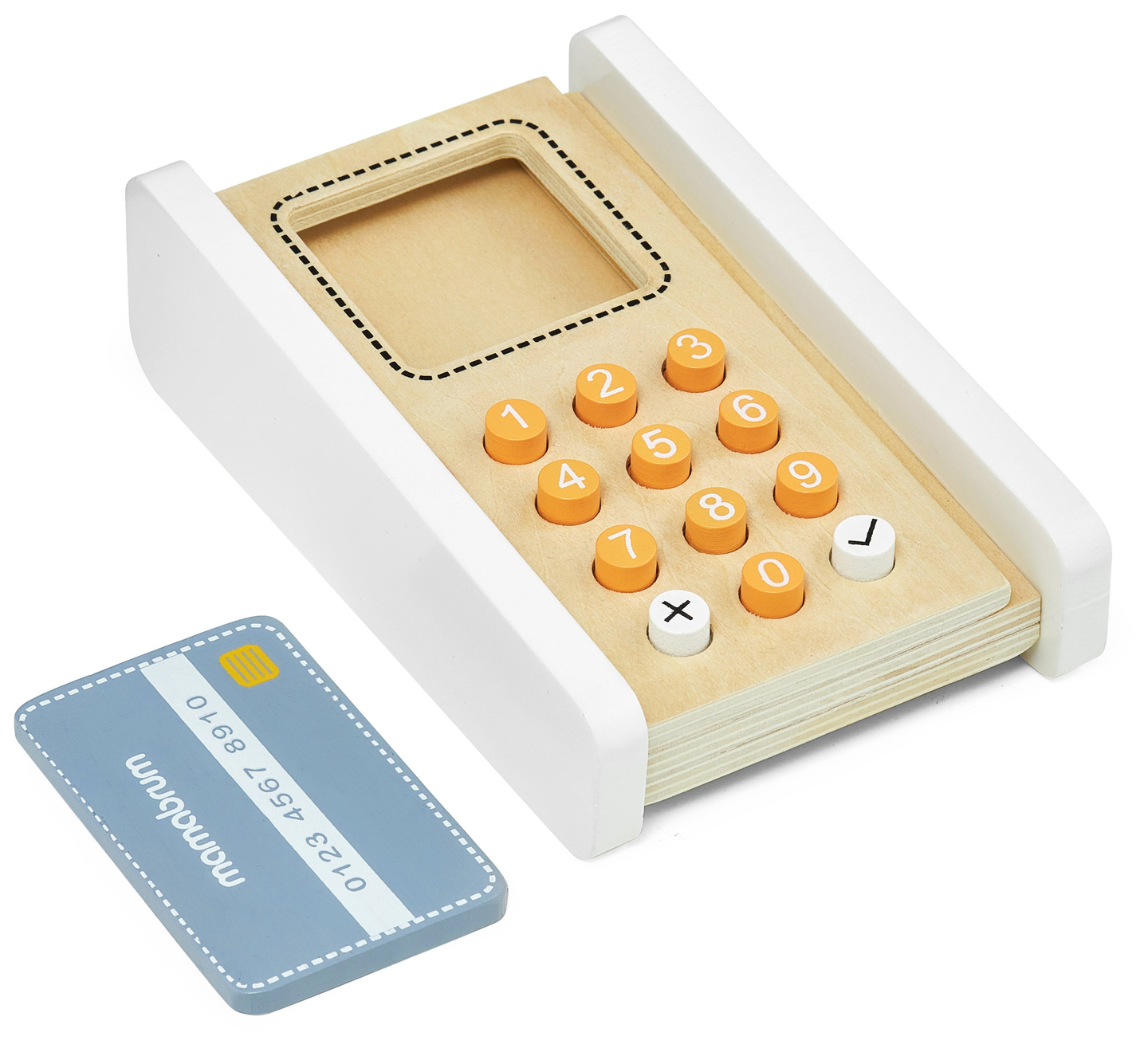 Mini market - bolt mérleggel, terminállal, fizetési kártyával és gyümölcsökkel