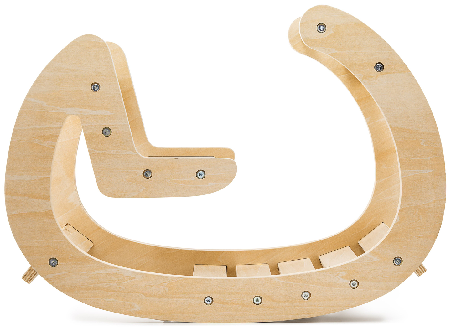 Montessori fából készült játszótéri hintaló - természetes fa - 12 hónapos kortól.