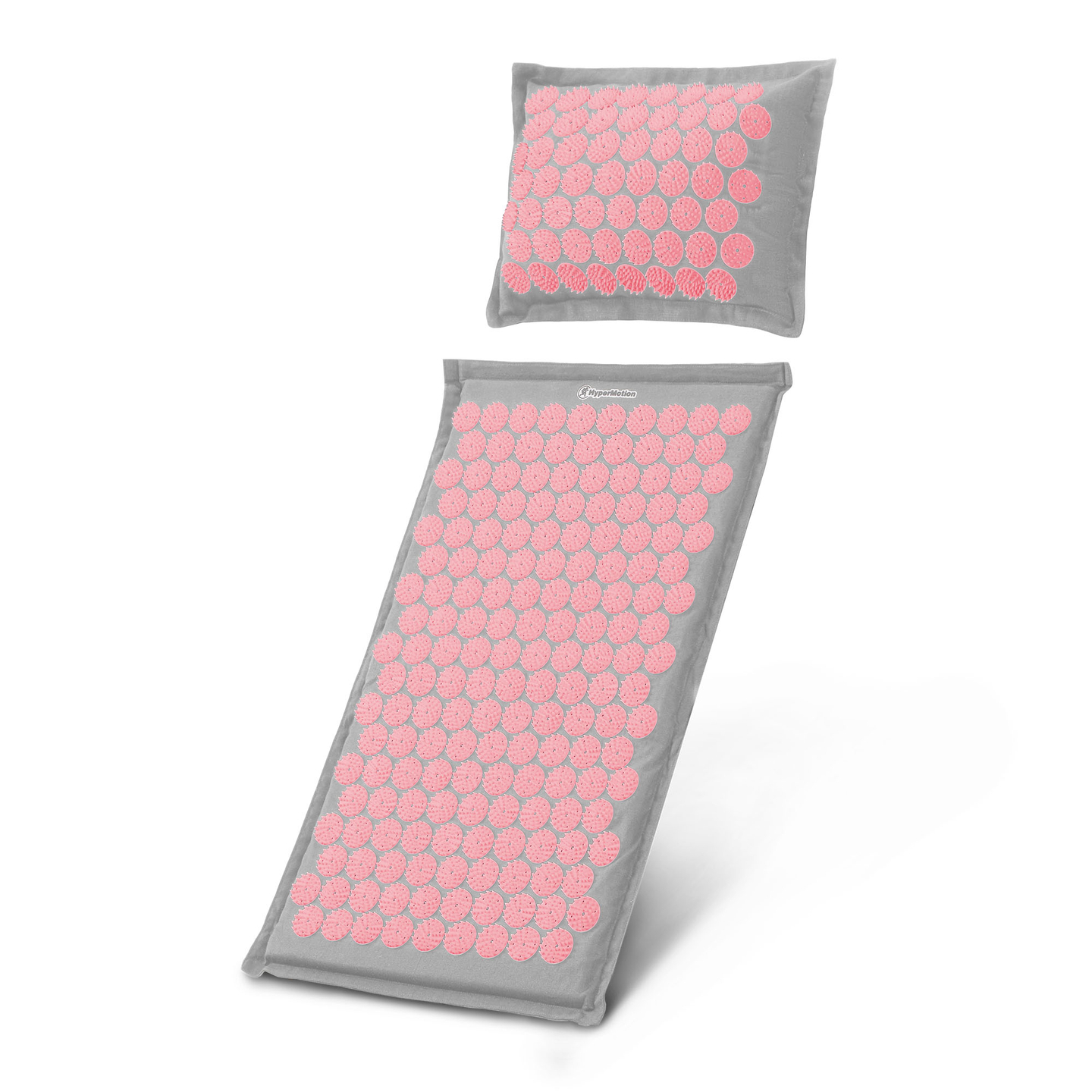 Öko vászon akupresszúrás szőnyeg kókuszrosttal és hajdinapárnával – 68 cm HyperMotion szürke és rózsaszín