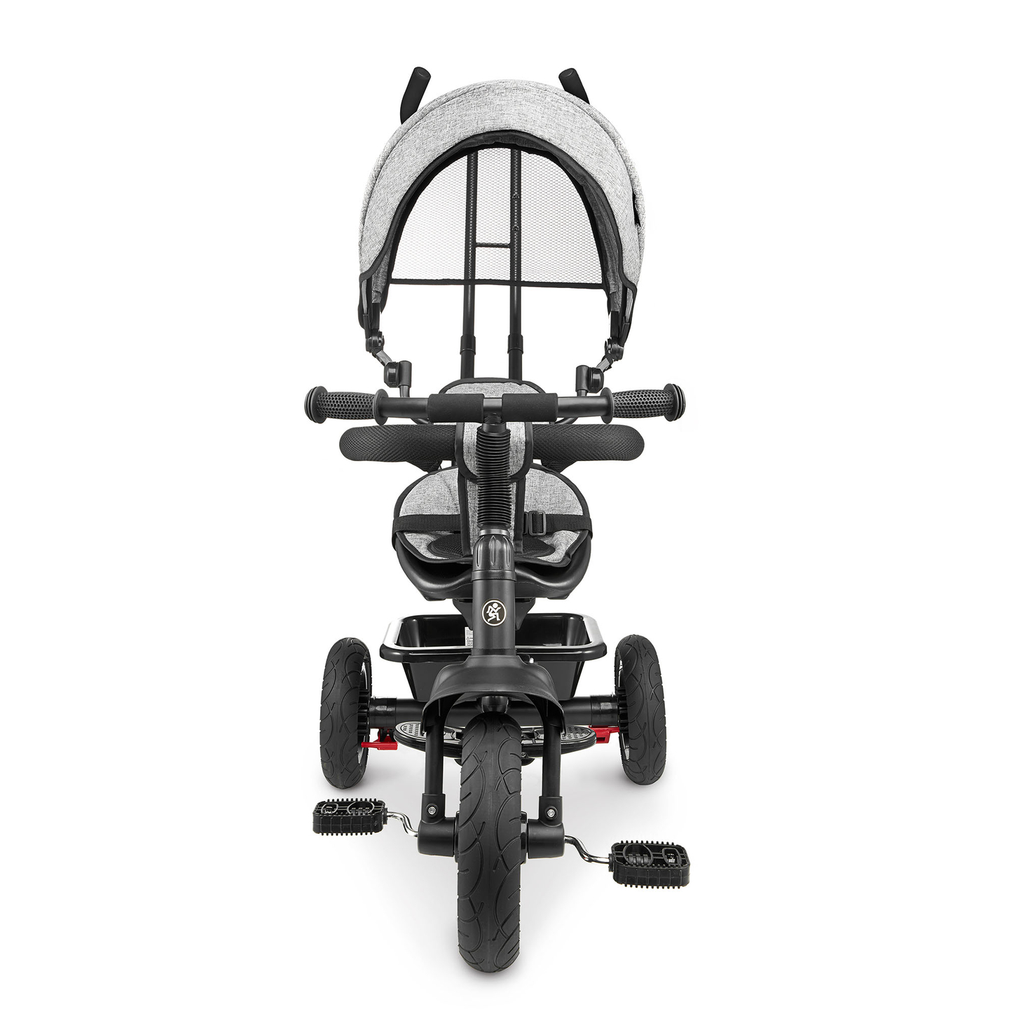 Háromkerekű gyerekeknek 1-4 éves korig - TOBI FREY - szürke színű - forgatható - pumpás kerekek + tolóerő